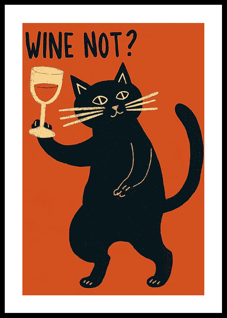 Home Decor Orange - Black Cat Wine Not Funny Canvas