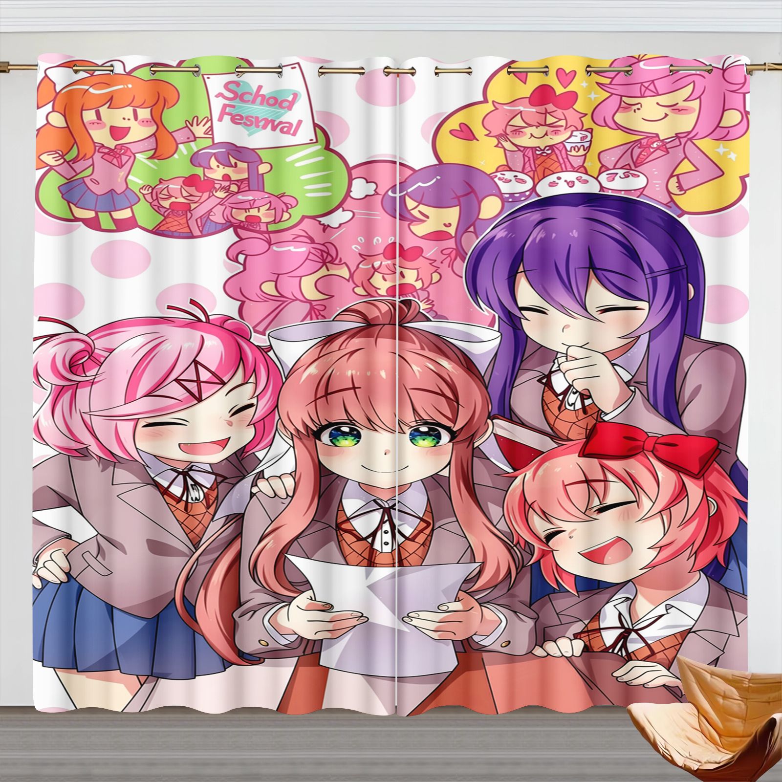 Home Decor Curtain - `Doki Doki Literature Club Curtains 3D
