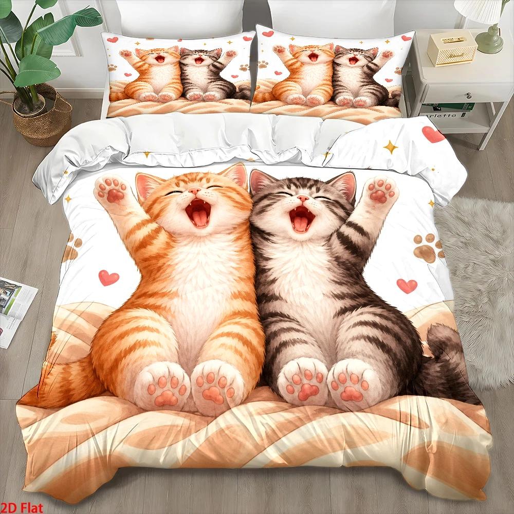 3Pc Cute Cat Print Duvet Cover - đánh giá và giá Home Decor Minimalist Style