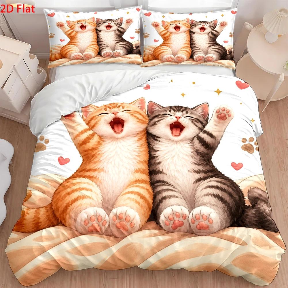 3Pc Cute Cat Print Duvet Cover - đánh giá và giá Home Decor Minimalist Style