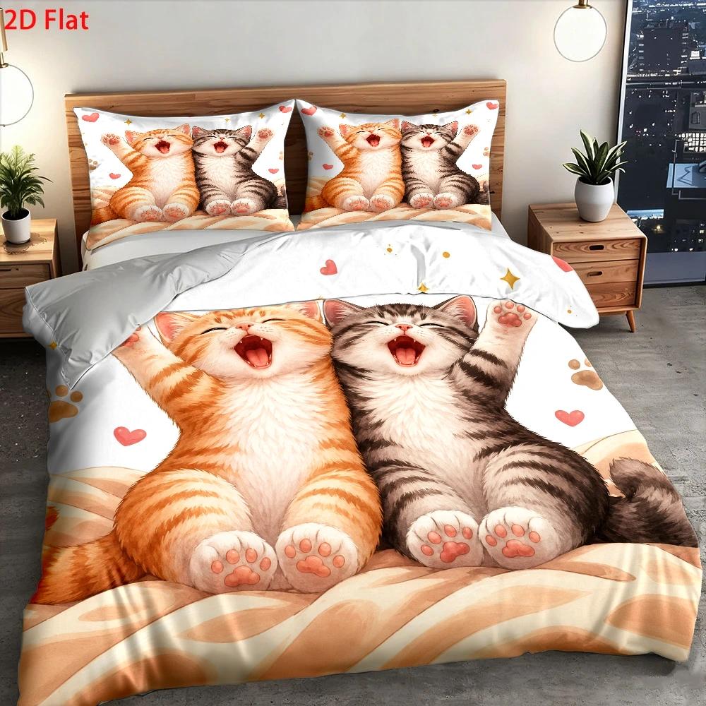 3Pc Cute Cat Print Duvet Cover - đánh giá và giá Home Decor Minimalist Style