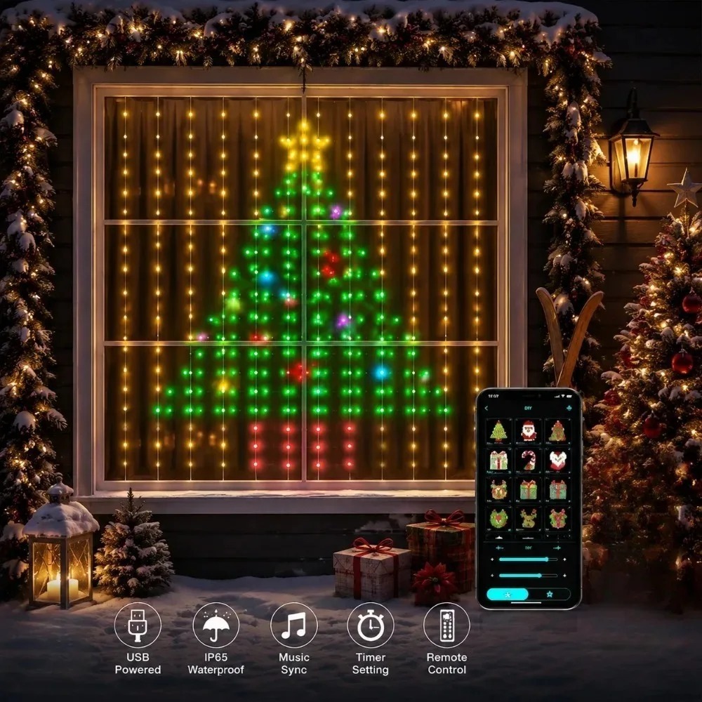 LED Pixel Curtain Lights Bluet - đánh giá và giá Home Decor Curtain