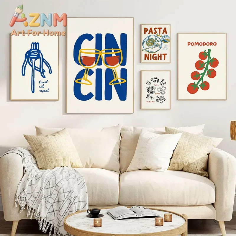 Line Art Poster of Wine and Ch - đánh giá và giá Home Decor Minimalist Style