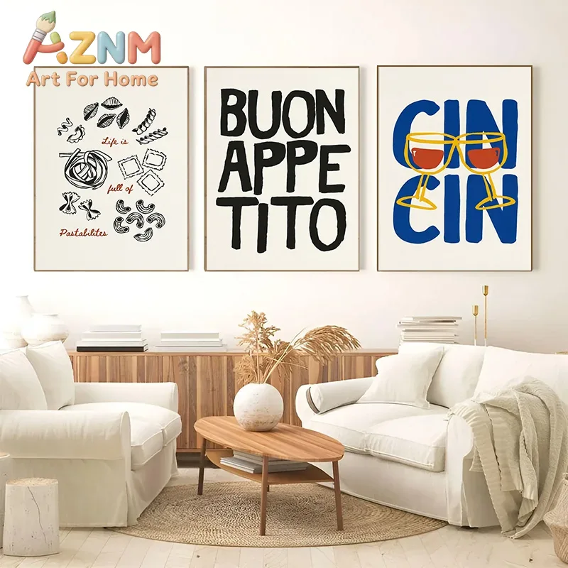 Line Art Poster of Wine and Ch - đánh giá và giá Home Decor Minimalist Style