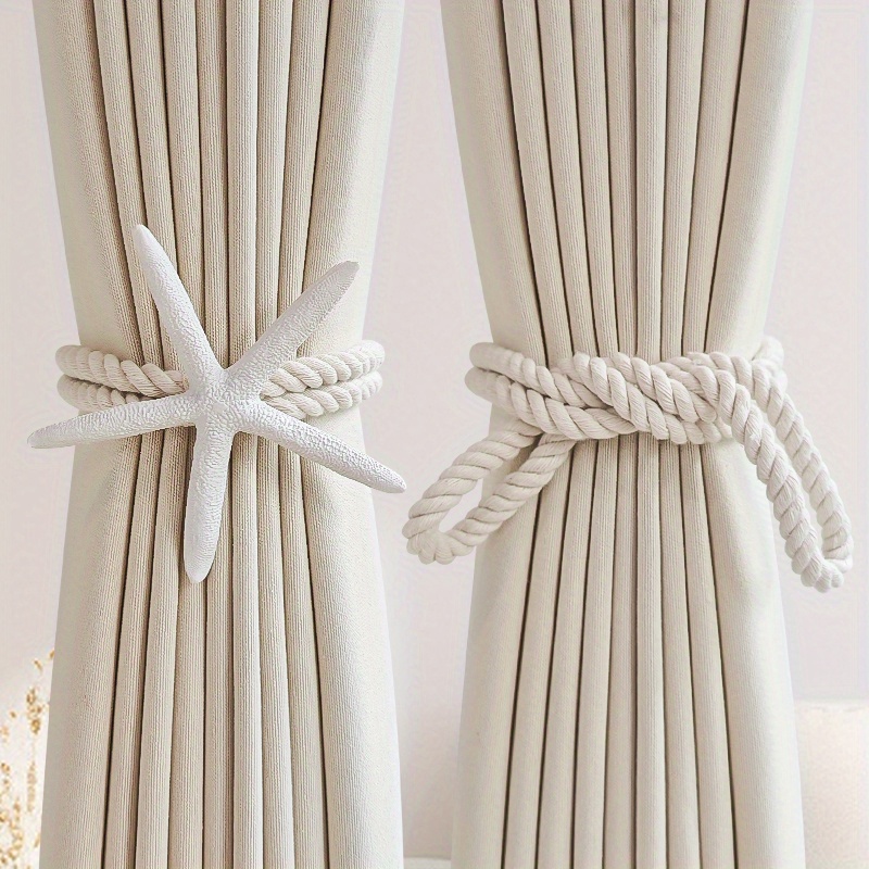 2PCS Natural Starfish Curtain  - đánh giá và giá Home Decor Curtain